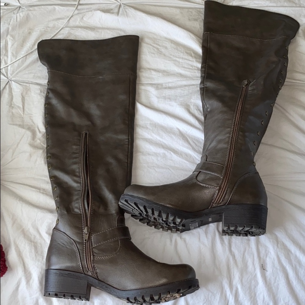 Knee high bamboo boots